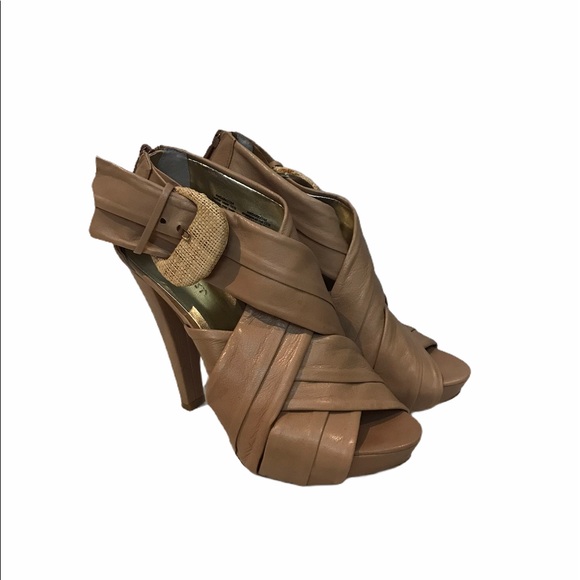 Nine West Heel Sandals Nude Size 7.5 - Picture 1 of 5